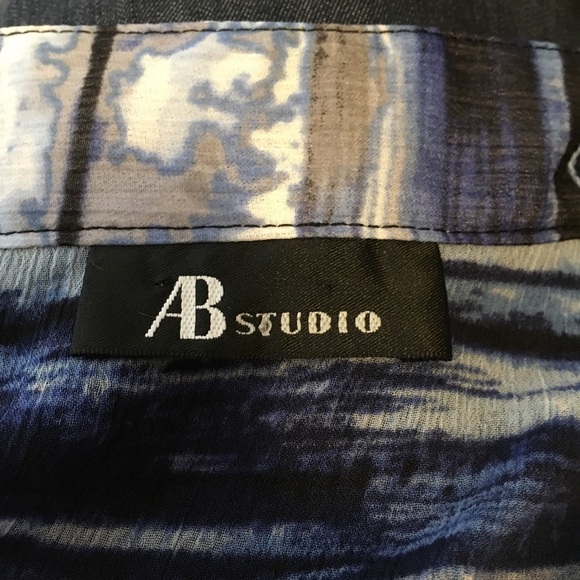 AB Studio short sleeve button front sheer top with denim skirt - Picture 7 of 7